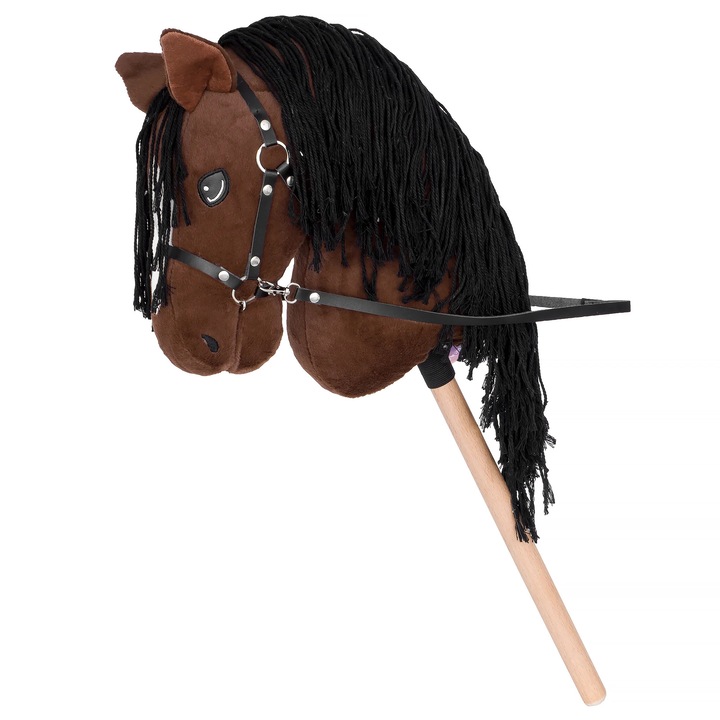 Cal Hobby Horse, Start, 73cm, culoare maro, cu coama neagra