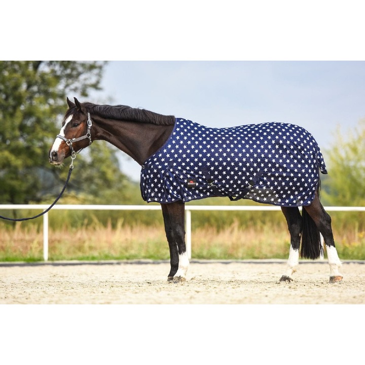 Patura protectie cal Start, model stele, bleumarin/alb, 125 cm