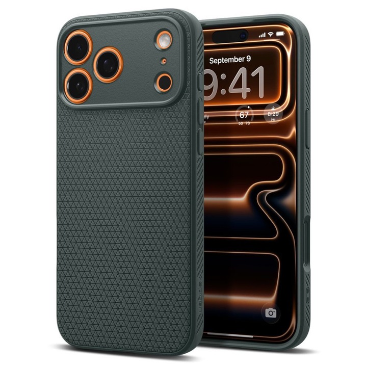 Калъф за iPhone 17 Pro Spigen Liquid Air, Защита на камерата, Премиум качество, Зелен