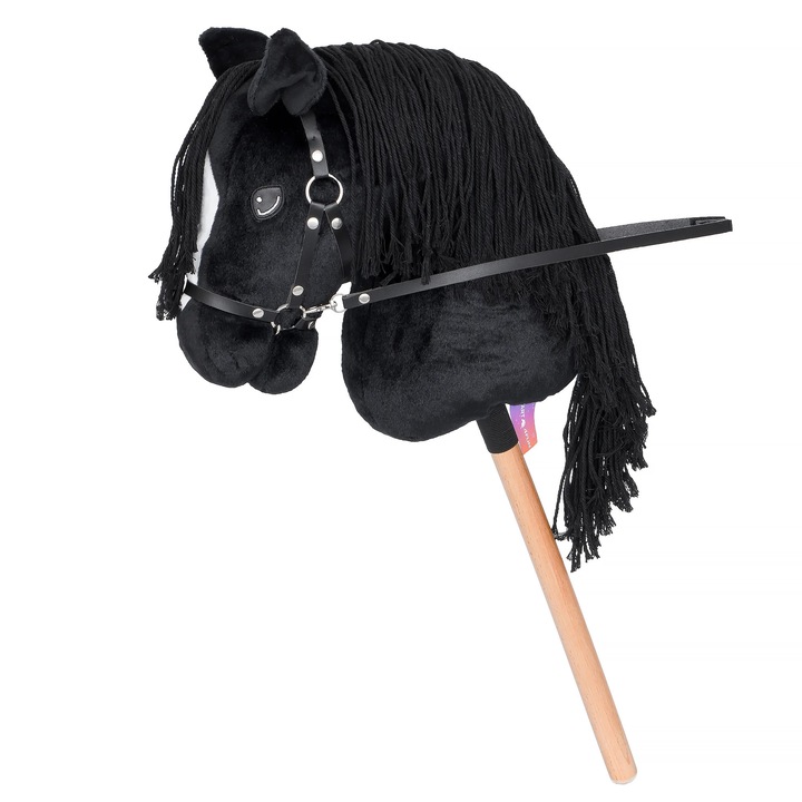 Hobby Horse BlackyBenny, Start, 73cm, negru, cu manere din lemn