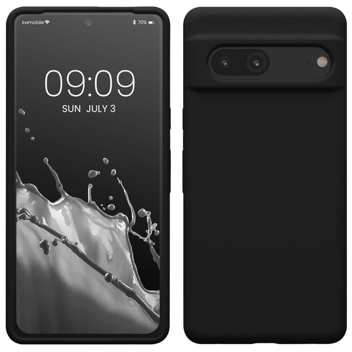 Husa Silicon Jelly Liquid, Compatibil cu Pixel 7, Ultra Slim, din silicon high tech, Protectie la Camera, Negru