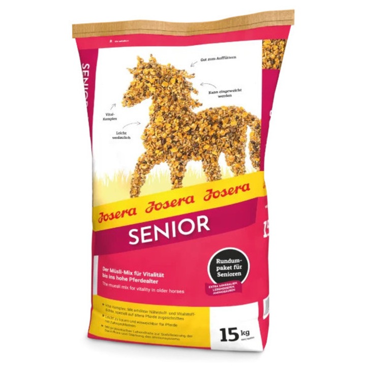 Josera Senior, lótáp, 15kg, multivitaminok, támogatja a vitalitást