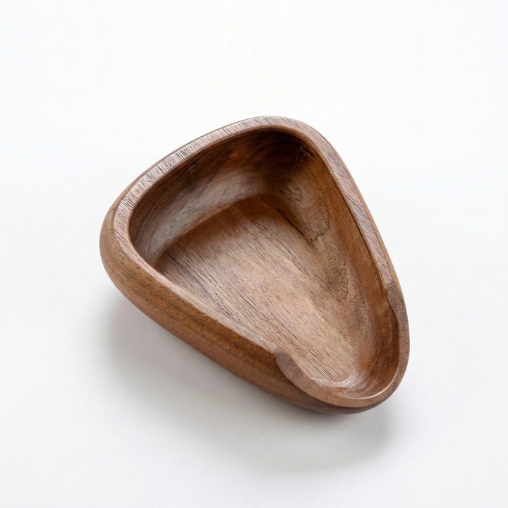 Tava Cantarire Boabe Cafea Eclatiana®, Cupa Dozare din Lemn Masiv Sapele, Forma de Boaba Ergonomica pentru Espresso si Ceai, Recipient Barista 10x8cm, Maro Natural