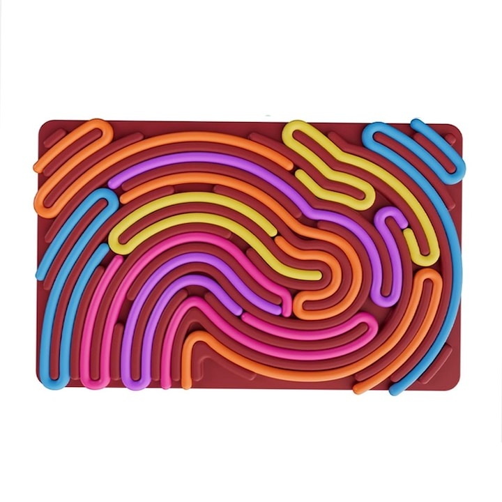 Placa Senzoriala de Activitati Eclatiana®, Silicon Moale, Model Curcubeu cu 11 Sfori, Jucarie Educationala Montessori pentru Eliberarea Stresului