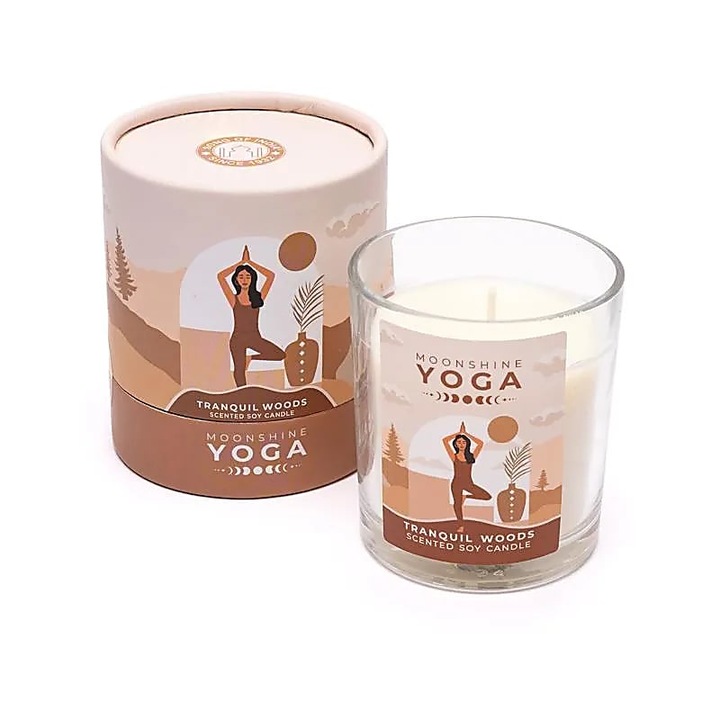 Song of India Moonshine Yoga Tranquil Woods szójaviasz illatgyertya, 20 óra égési idő, természetes aroma, környezetbarát