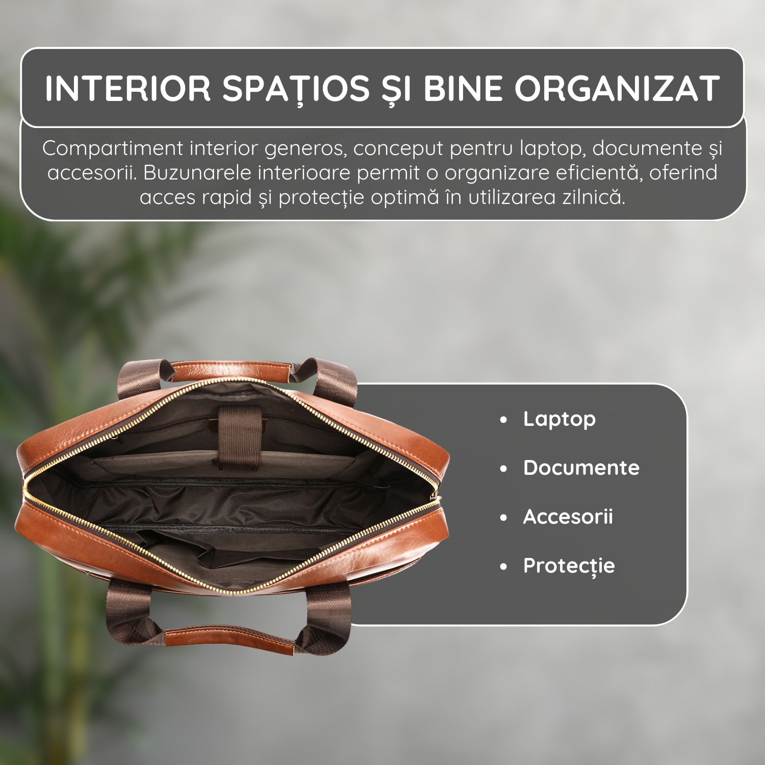 Geanta Laptop Piele Naturala, IMODIX, Compartiment Laptop 14-inch, Spatioasa, Curea De Umar Ajustabila, Multiple Compartimente, Ideala Pentru Birou Si Calatorii, 40x30x7 cm, Model 1116, Maro