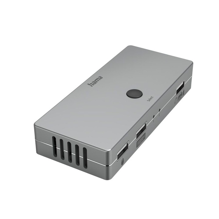 Hama KVM kapcsoló 2 PC-hez, 4 USB port, HDMI, fém, komplett készlet