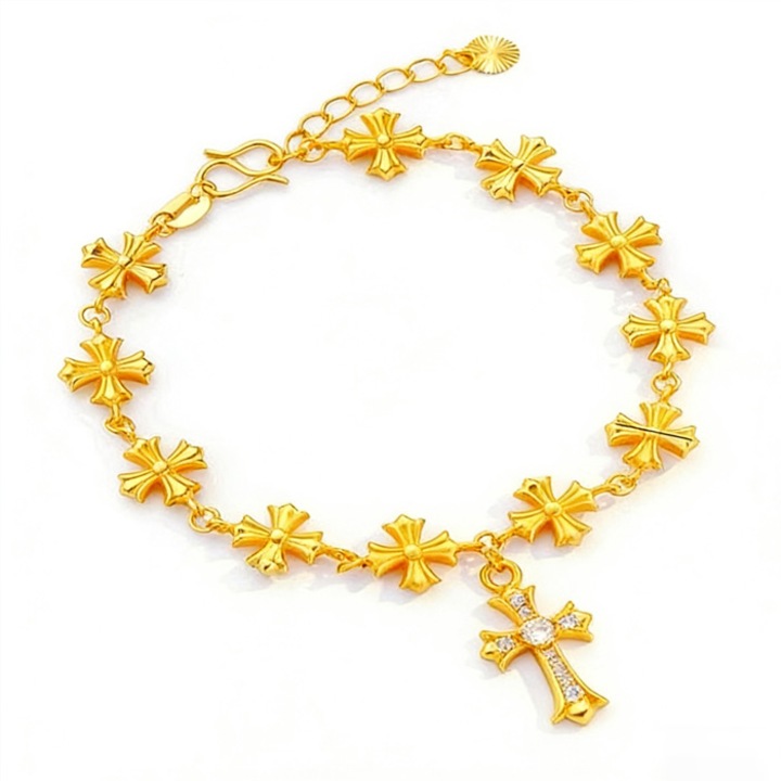 Bratara cu cruce pentru femei, reglabila, AeroStrideX, rezistenta la patare + husa din piele ecologica PU, cadoul perfect pentru ea, 20.91×11.18 mm