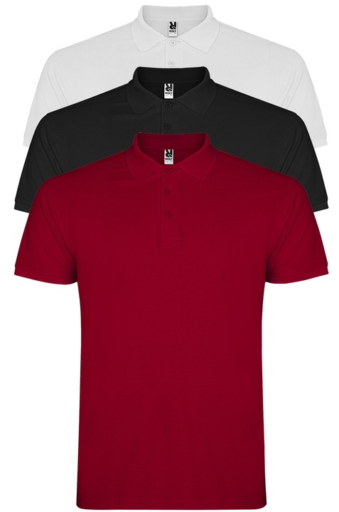 Set tricouri polo barbati, Roly Star, Alb/Visiniu/Negru