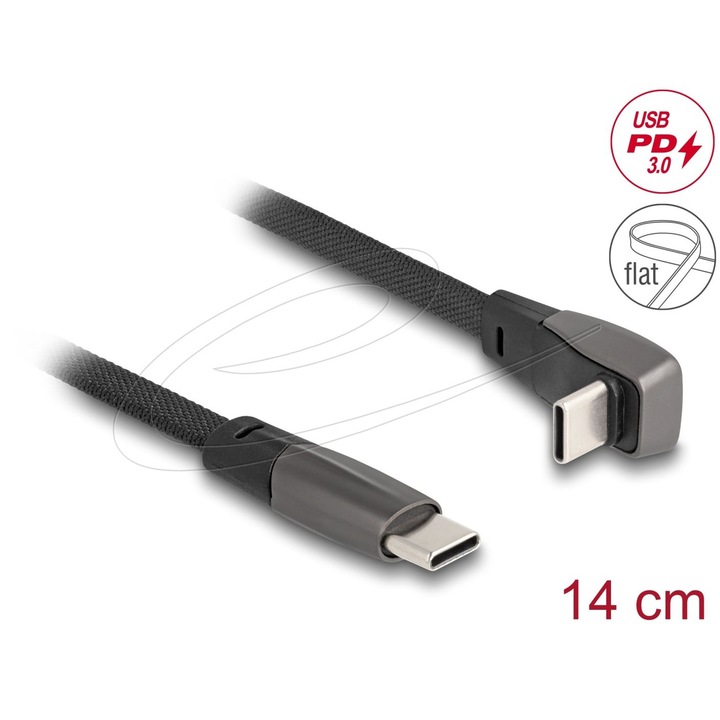 DeLock USB 2.0 USB Type-C male to USB Type-C male 0, 14m Black, 297671, Kábel
