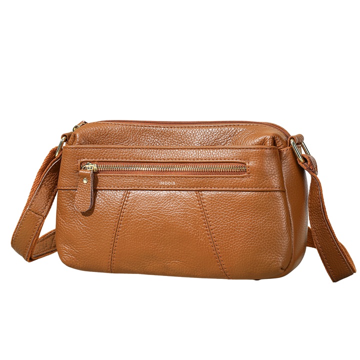 Geanta Dama Din Piele Naturala, IMODIX®, Casual, Compartimente Multiple, Dimensiuni 25.5x16.5x8 cm, Model 7763, Maro