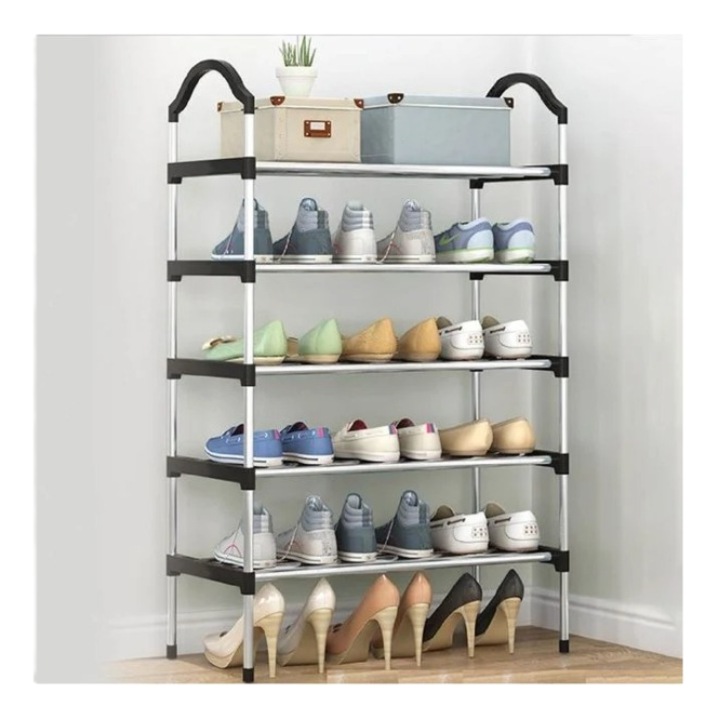Pantofar cu 5 rafturi pentru incaltaminte, Capacitate 15 perechi, 56 x 26 x 95, 5 cm