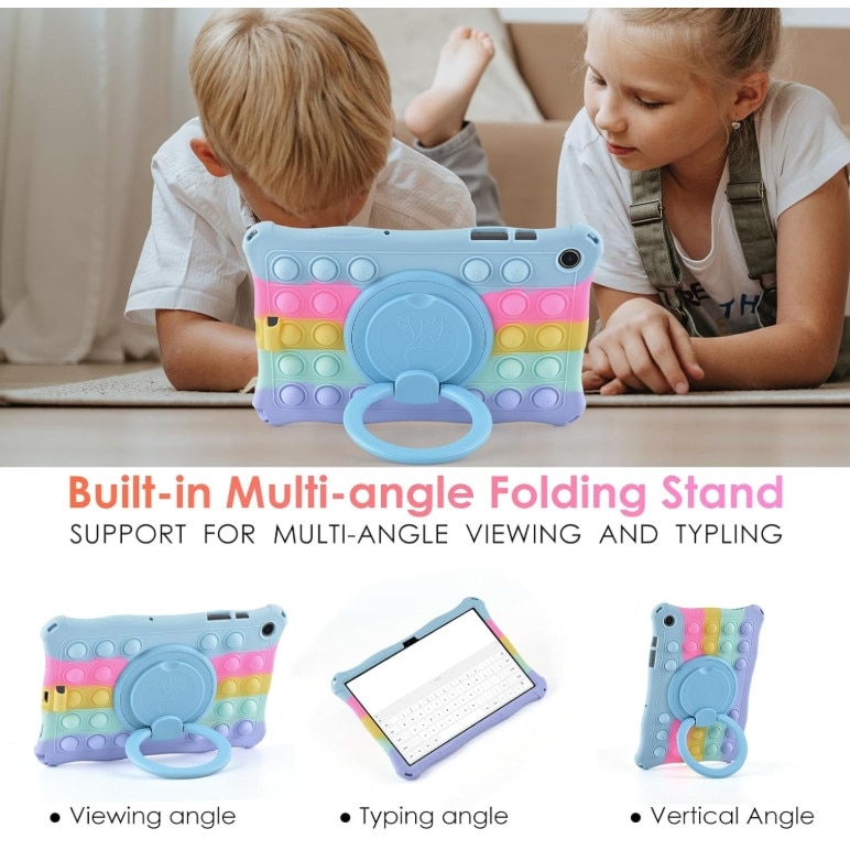 Husa de protectie pentru tableta, ZYNORO®，suport rotativ, 11 inch, Cu snur，Compatibila cu Samsung Tab A9 Plus, albastru/roz