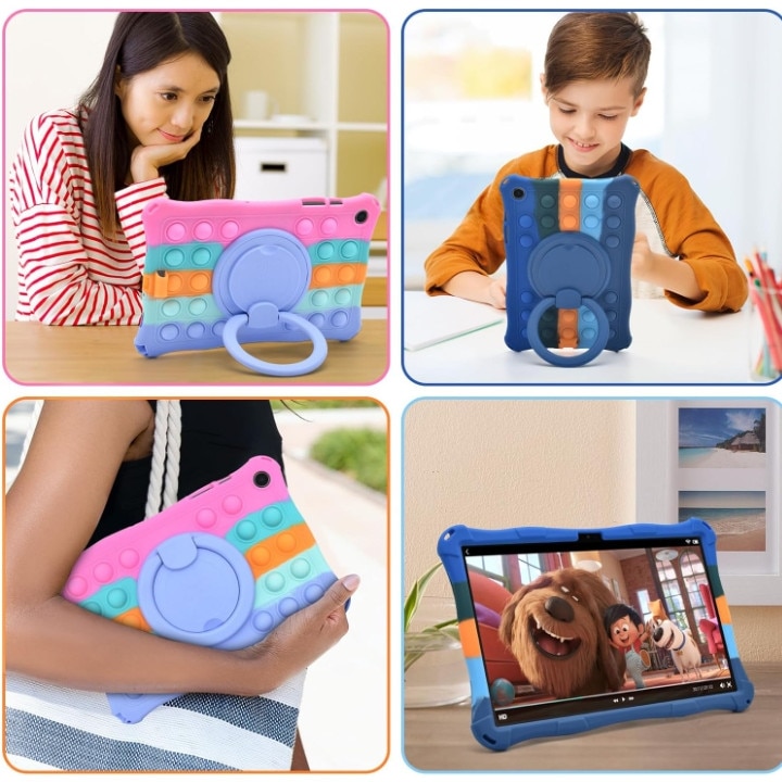 Husa de protectie pentru tableta, ZYNORO®，suport rotativ, 8.7 inch, Cu snur，Compatibila cu Samsung Tab A9, Verde/Roz