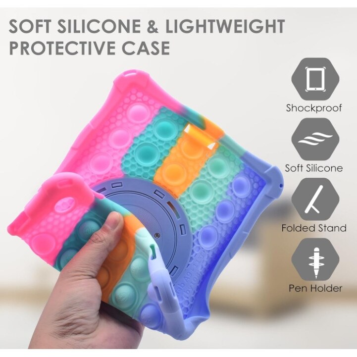 Husa de protectie pentru tableta, ZYNORO®，suport rotativ, 8.7 inch, Cu snur，Compatibila cu Samsung Tab A9, Verde/Roz