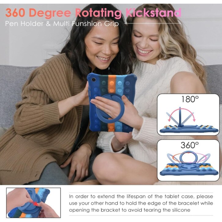 Husa de protectie pentru tableta, ZYNORO®，suport rotativ, 11 inch, Cu snur，Compatibila cu Samsung Tab A9 Plus, albastru