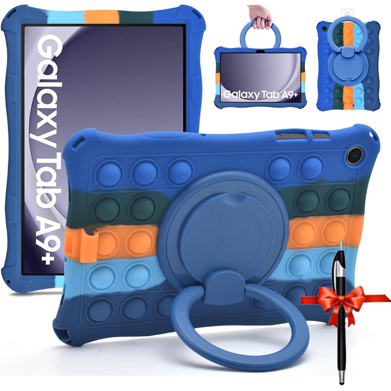 Husa de protectie pentru tableta, ZYNORO®，suport rotativ, 11 inch, Cu snur，Compatibila cu Samsung Tab A9 Plus, albastru