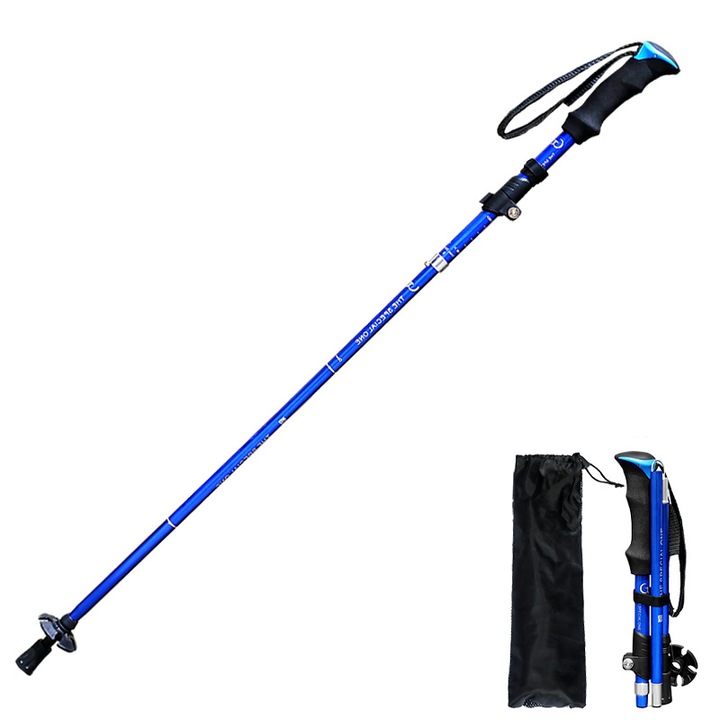Stalp de trekking pliabil YDCY, aluminiu, reglabil, 36cm, 3 segmente