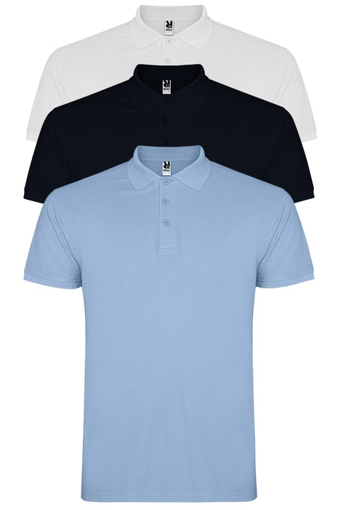 Set tricouri polo barbati, Roly Star, Alb/Albastru/Bleumarin