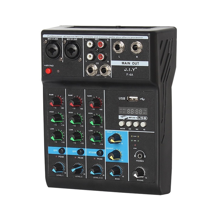 Професионален аудио миксер YDCY F-4A 4 канала, USB, Bluetooth, преносим