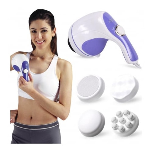 Aparat de Masaj Corporal Electric Macvi® 5 in 1, 25W, Vibratii Reglabile 2600-3200 RPM, 5 Capete Intersanjabile