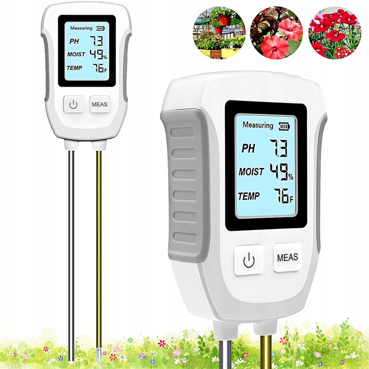 Tester de sol 3 in 1, YOUKUKE, pH, umiditate, alb, 25, 3x6, 2x2, 8cm