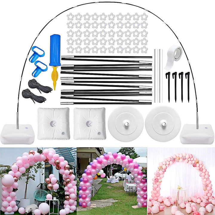 Lufi tartó, YOUKUKE, talppal, állítható 2x3m, újrafelhasználható, esküvőre és partikra