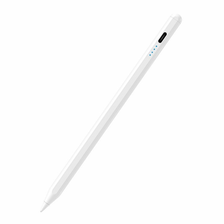 Stylus toll kompatibilis iPad-del, tenyérérzékelés, dőlésérzékenység, fehér, szett (Stylus toll + töltőkábel)