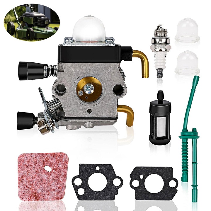 Carburator cu filtru aer, YOUKUKE, set complet, argintiu, pentru masini de tuns iarba FS38/FS45/FS46/FS55/KM55/HL45