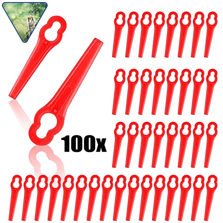 Set 100 lame trimmer iarba YOUKUKE, plastic, rosu, 12x7mm