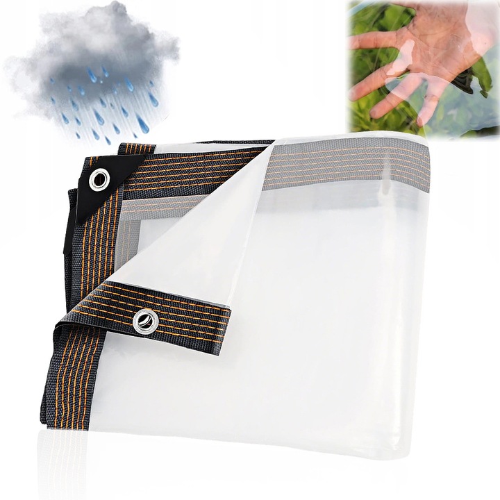 Prelata transparenta PVC, 2x4m, cu inele de prindere, rezistenta la intemperii