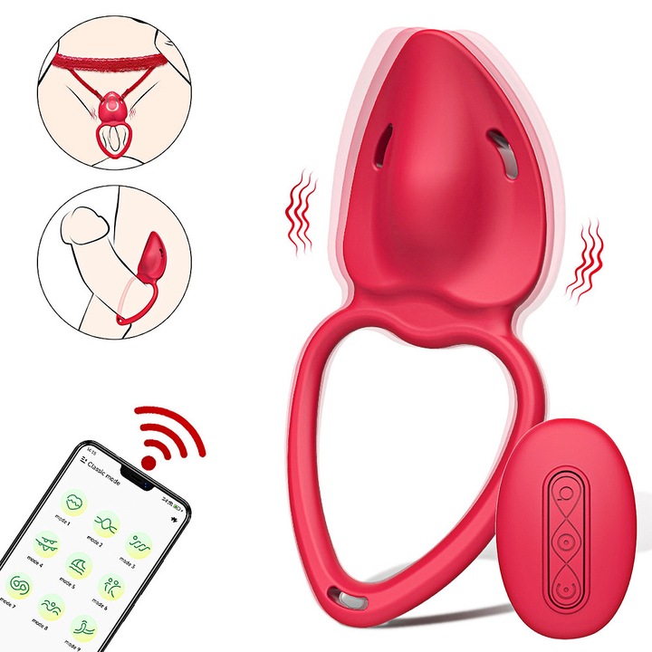 Носим вибратор YOUKUKE, комплект с бикини и дистанционно управление, 10 режима на вибрация, силикон, червен