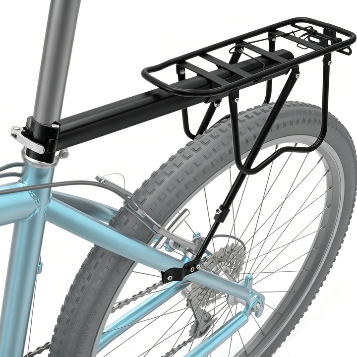 Portbagaj bicicleta MTB spate, 24"-29", prindere pe tija, sarcina maxima 30 kg, kit montare inclus, YOUKUKE, 36x14cm, Negru
