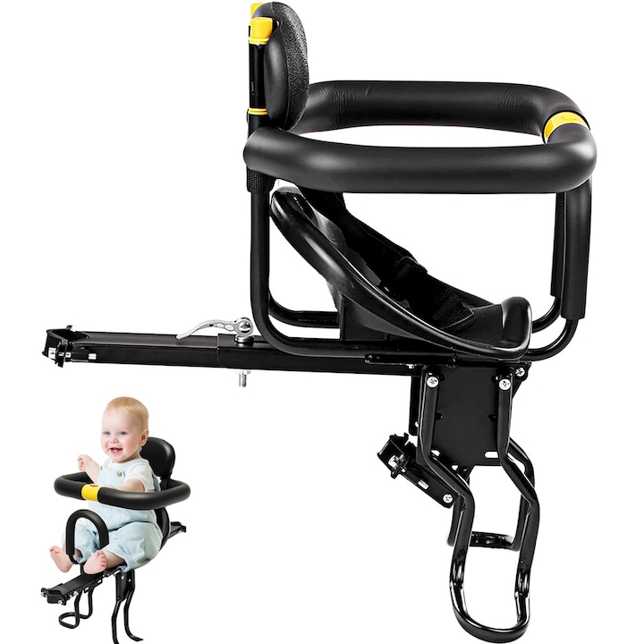 Scaun copii bicicleta, YOUKUKE, ajustabil, portabil, negru, 25kg