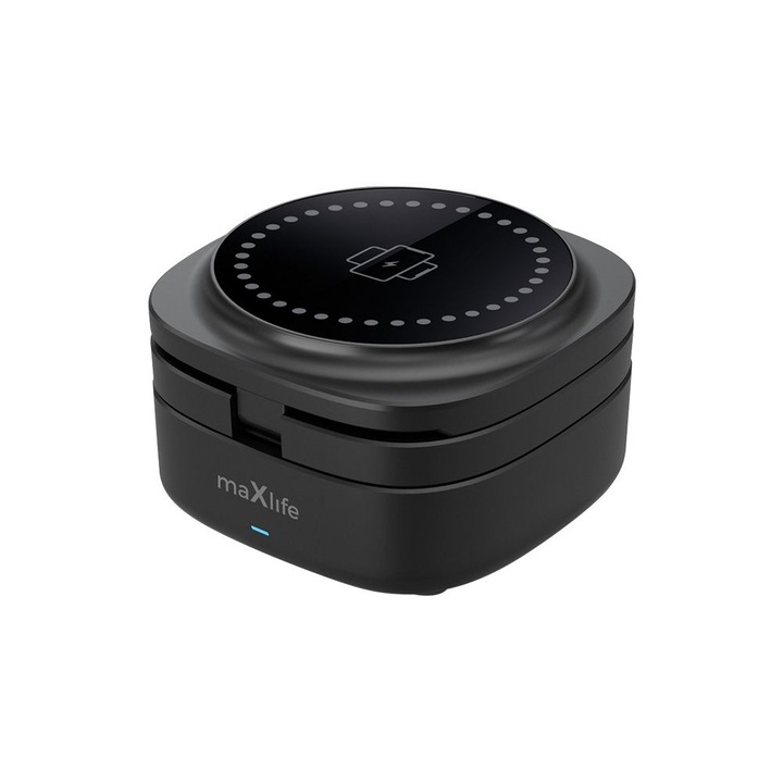 Incarcator wireless magnetic Maxlife 3 in 1, 15W, pentru iPhone, AirPods, Apple Watch, negru