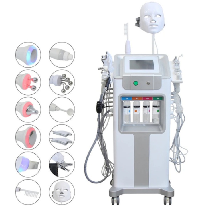 Aparat Profesional Dermabraziune Hydra 12 in 1 Multifunctional: Rejuvenare Faciala, Lifting Facial, Curatare Profunda Fete, Hidrogenare, Anti-Imbatranire, Indepartare Riduri Puncte Negre