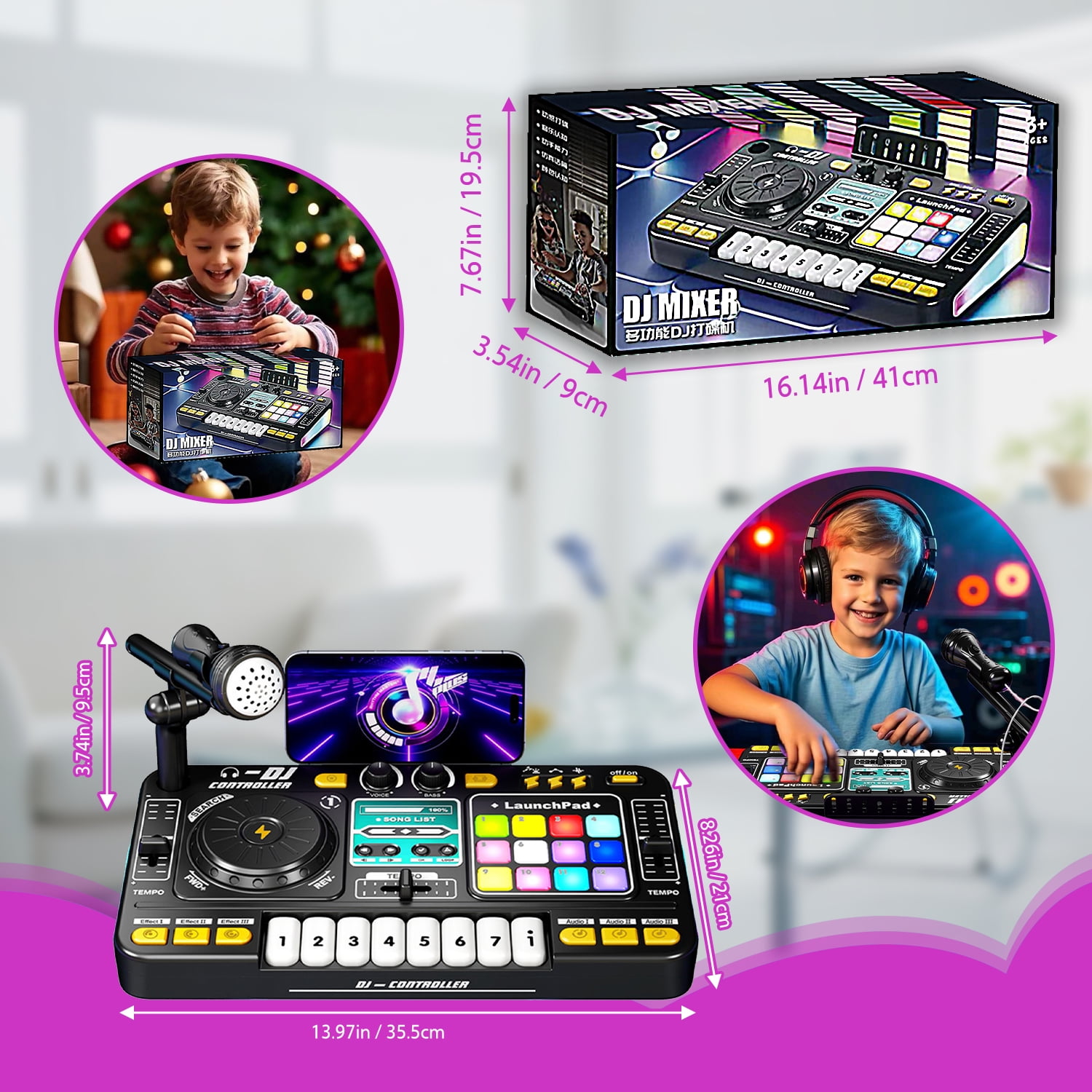 Set Complet Mixer DJ pentru Copii MOSMAOO® 2 in 1, cu Bluetooth