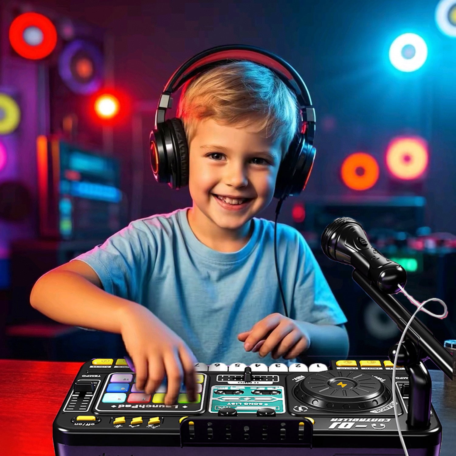 Set Complet Mixer DJ pentru Copii MOSMAOO® 2 in 1, cu Bluetooth