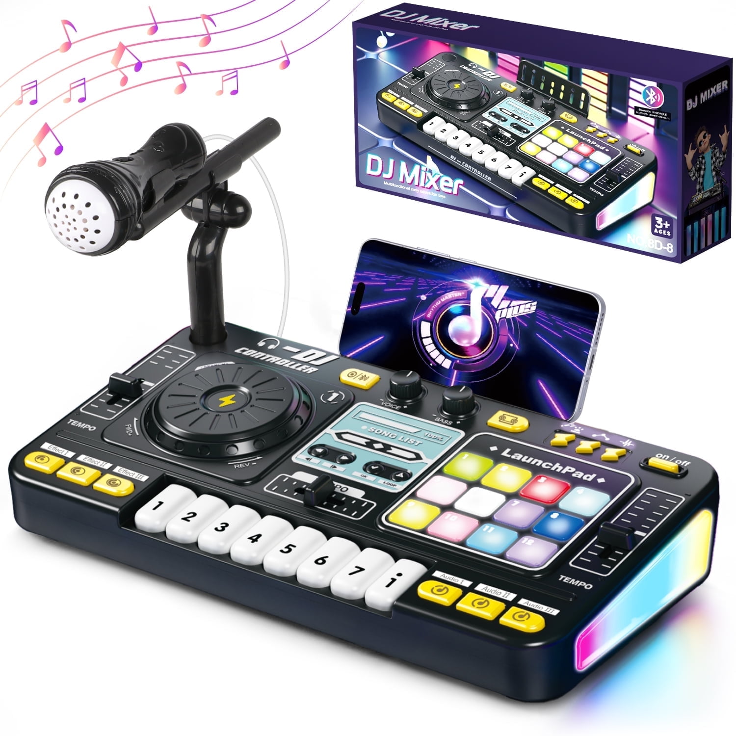 Set Complet Mixer DJ pentru Copii MOSMAOO® 2 in 1, cu Bluetooth