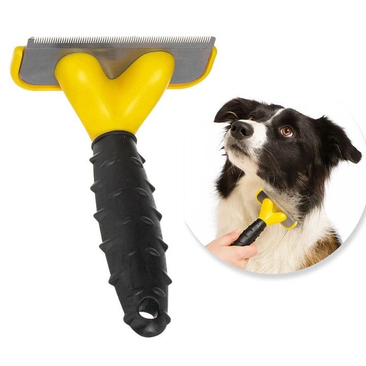 Fekete-sárga kefe hosszúszőrű kutyák ápolásához 16cm