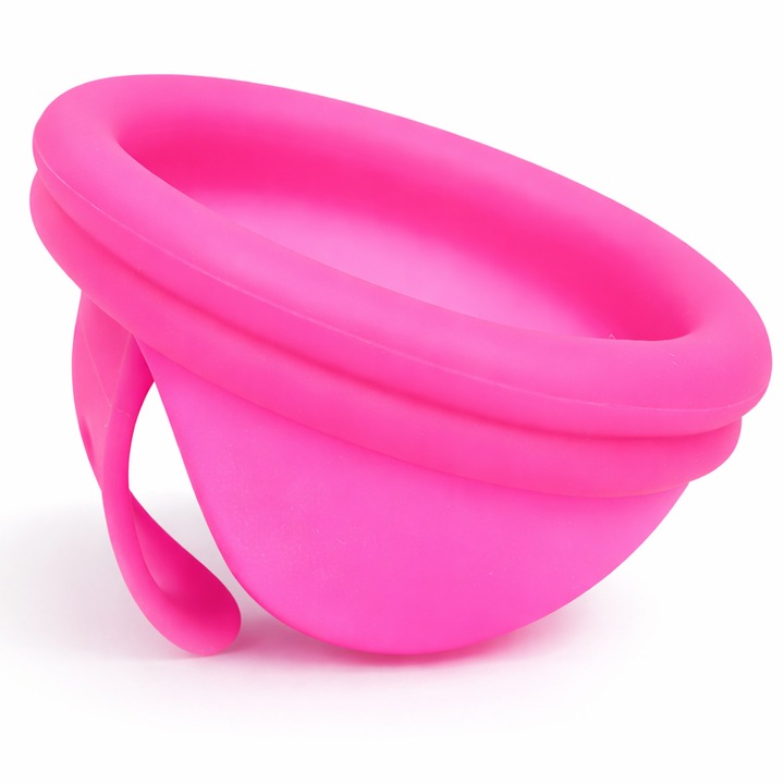 Menstruációs Kehely, GREENOVIVE®, Orvosi Minőségű Szilikonból, Újrafelhasználható, Könnyű Kivételhez Gyűrűvel, BPA-mentes, S Méret, Rózsaszín