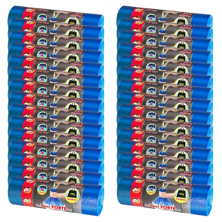 Set 30 role saci menajeri, OTI Forte, 35L, 50x60cm, cu snur de inchidere, 15 bucati/rola