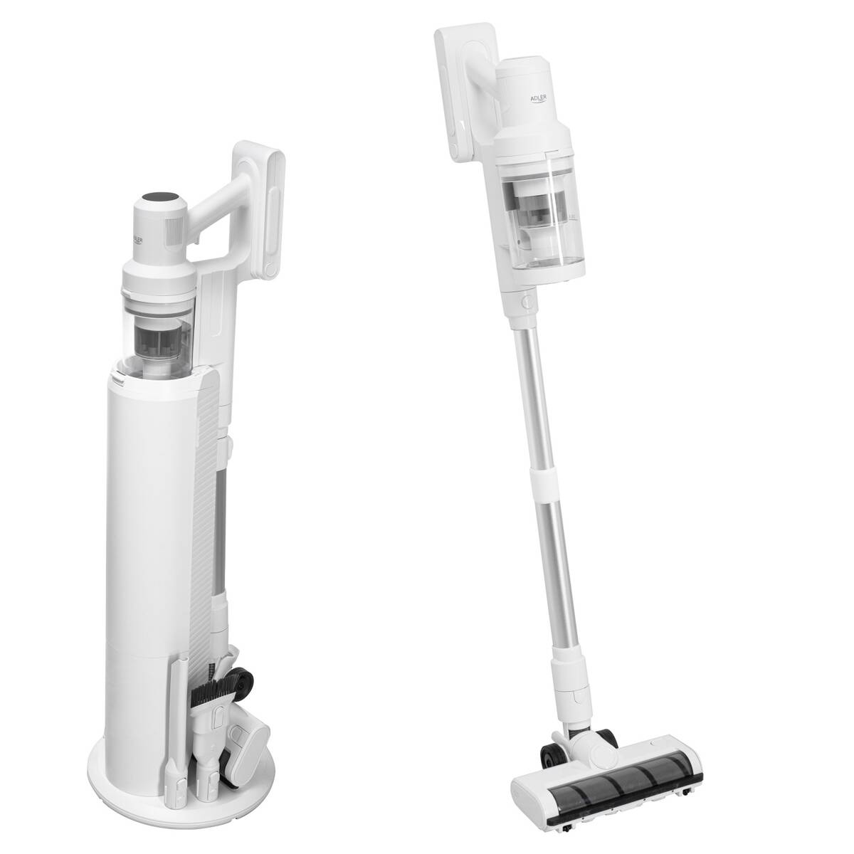 Aspirator Vertical, ADLER, AD 7087, Fără Fir, Statie de Incarcare și Curatare, Filtru HEPA 13, Alb