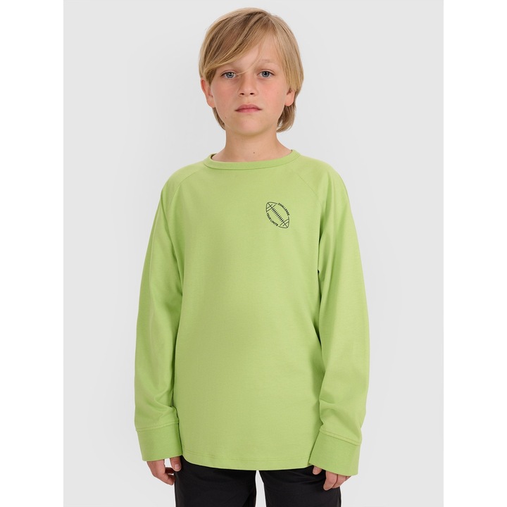 Fiú pulóver 4FJWAW25TLONM484-45S, 4F, Pamut, Zöld, 122 CM