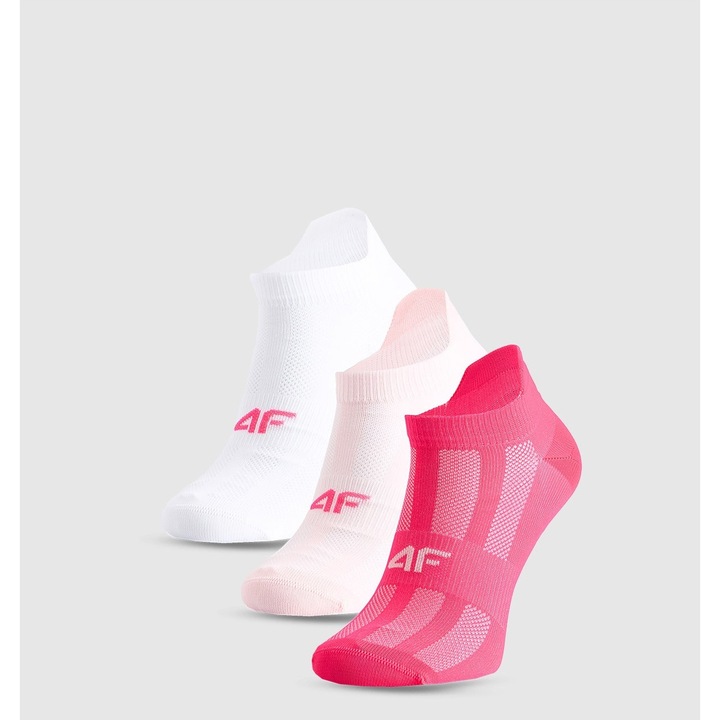 4F lányka sportzokni, 3 pár, fehér/rózsaszín, 32-34