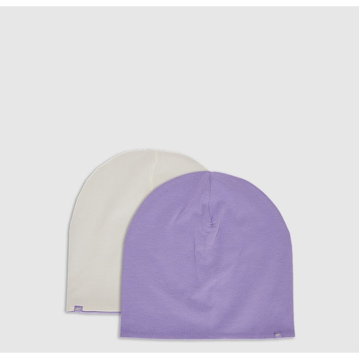 2 db gyerek sapka szett, 4F, pamut/elasztán, bézs/lila