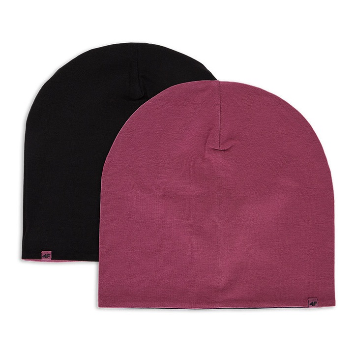 Caciula beanie copii, 4F, roz, unisex, dimensiune universala, model reversibil
