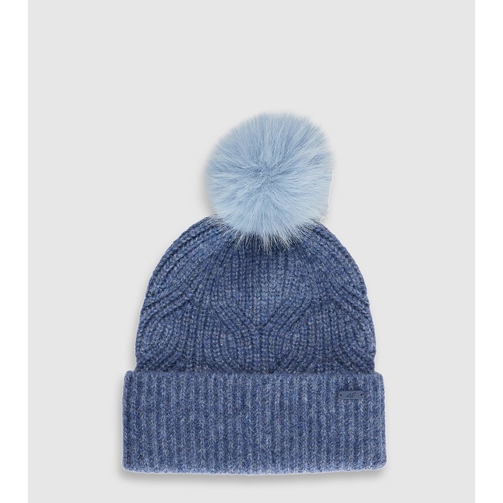 Gyerek sapka, 4F, pomponnal, szürke, univerzális