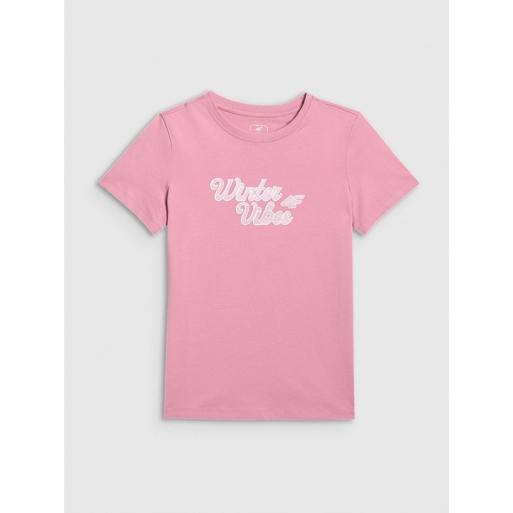 4F gyerek póló, mintás, rózsaszín, pamut