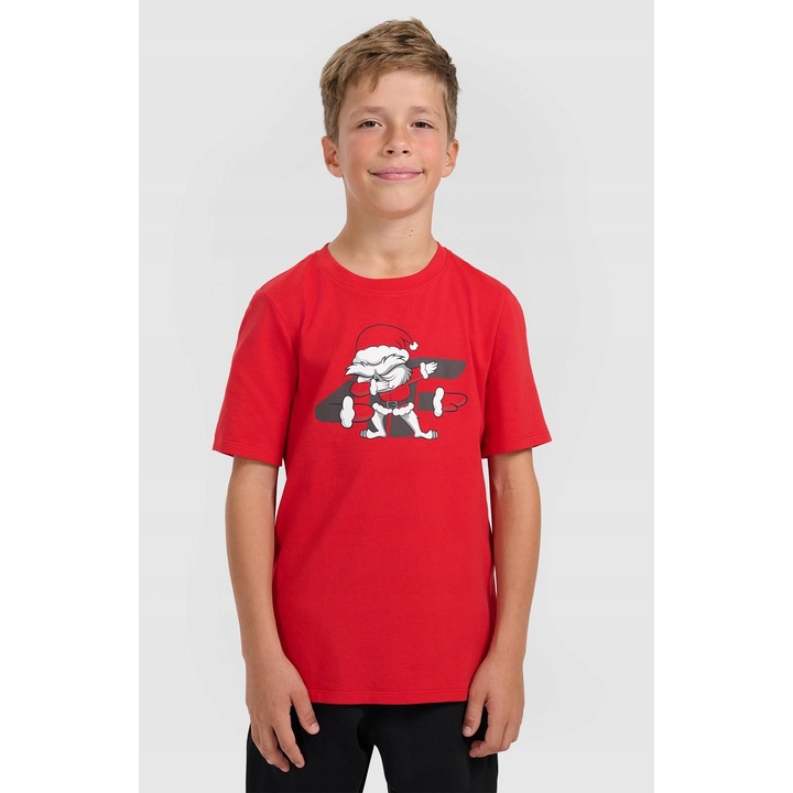 4F gyermek póló, karácsonyi, piros, Piros